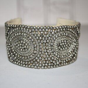 Beautiful cream and silver beaded cuff bracelet